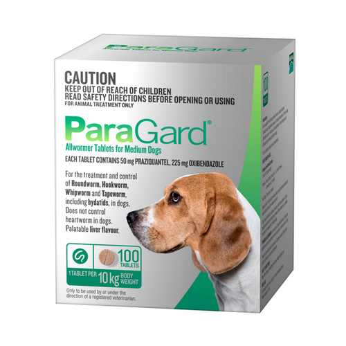Paragard Medium Dogs Allwormer Treatment & Control Tablets 10kg 100 Pack