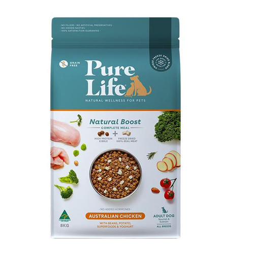 Pure Life Adult Natural Boost Dry Dog Food Chicken 8kg