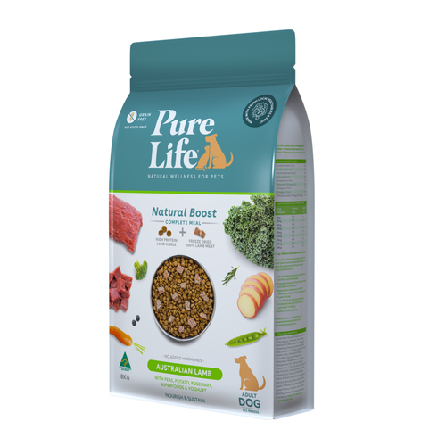 Pure Life Adult Natural Boost Complete Meal Dry Dog Food Lamb 8kg
