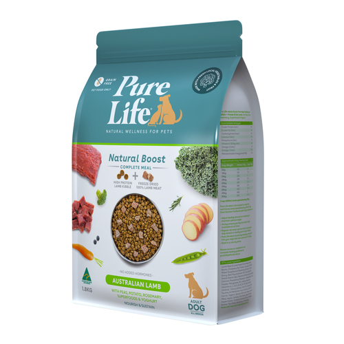 Pure Life Adult Natural Boost Complete Meal Dry Dog Food Lamb 1.8kg