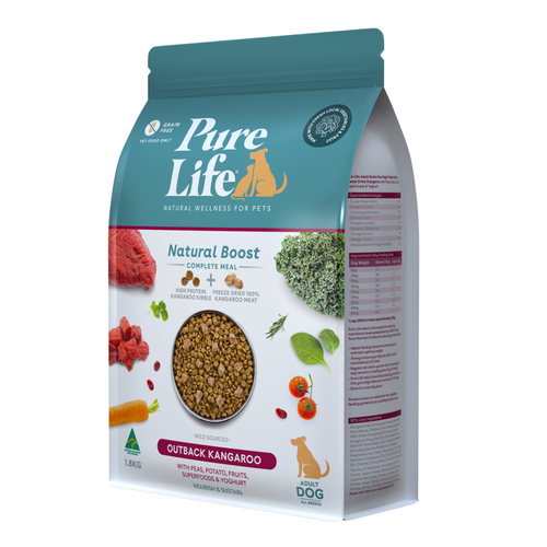 Pure Life Adult Natural Boost Complete Meal Dry Dog Food Kangaroo 1.8kg