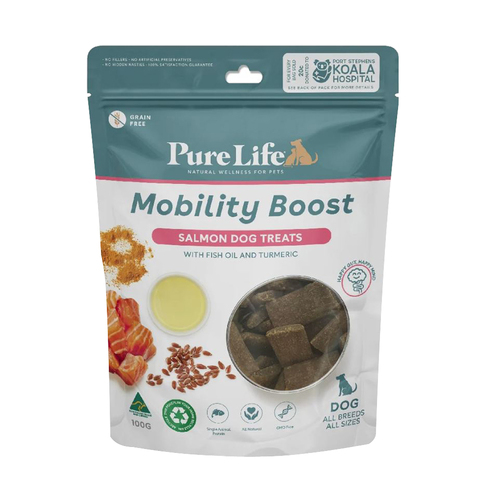 Pure Life All Breeds Mobility Boost Grain Free Dog Treats Salmon 100g