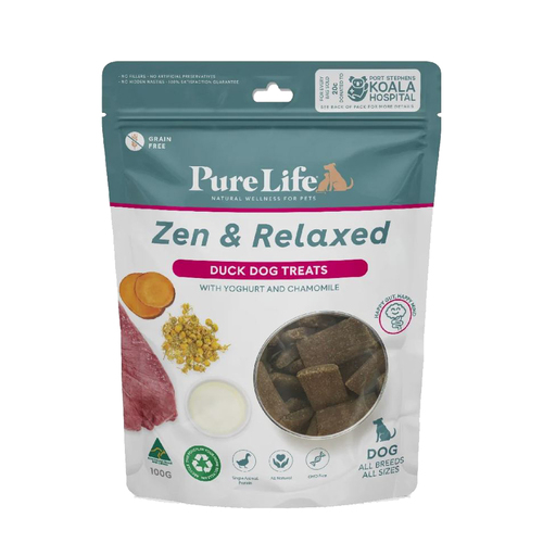Pure Life All Breeds Zen & Relaxed Grain Free Dog Treats Duck 100g