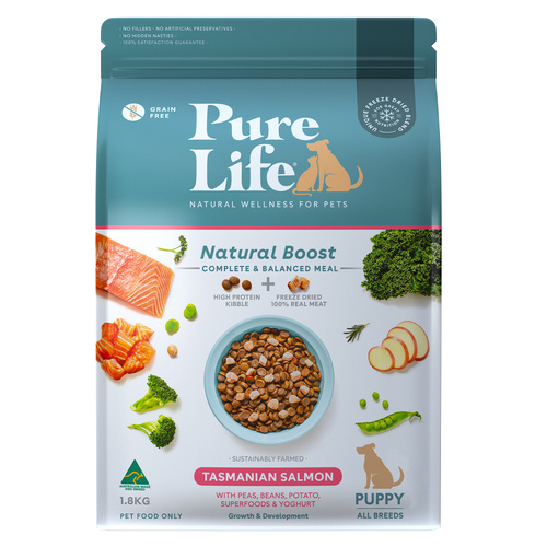Pure Life All Breeds Natural Boost Dry Puppy Food Tasmanian Salmon 1.8kg