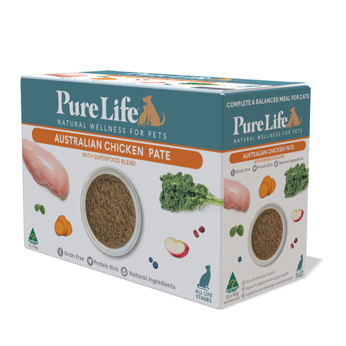 Pure Life All Life Stages Wet Cat Food Australian Chicken Pate 12 x 80g