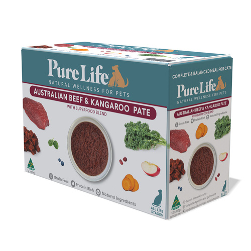 Pure Life All Life Stages Wet Cat Food Australian Beef & Kangaroo Pate 12 x 80g