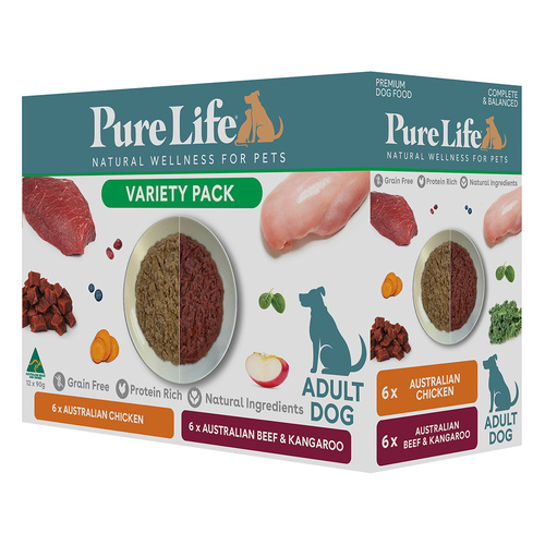 Pure Life Adult Wet Dog Food Grain Free Variety Pack 12 x 90g