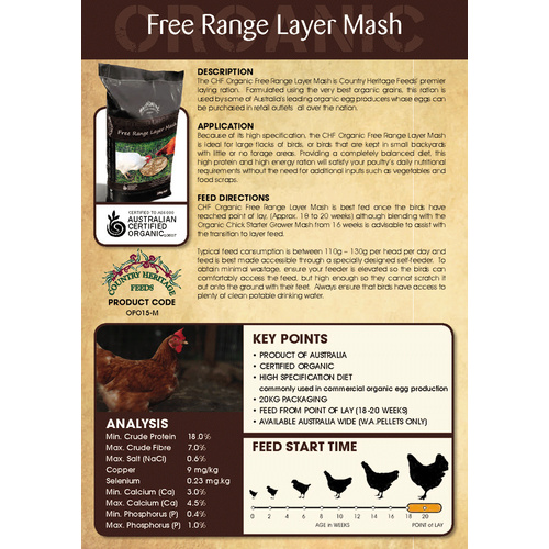 Country Heritage Organic Free Range Layer Mash Chicken Feed 20kg 