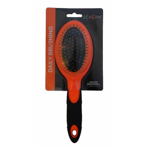 Scream Oval Pin Brush for Dogs Loud Orange - 2 Sizes