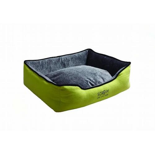 Scream Rectangle Bolster Non-Slip Base Dog Bed Loud Green - 3 Sizes