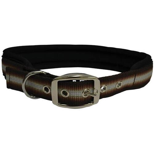 Zeez Memory Foam Padded Dog Collar Brown Ribbon - 6 Sizes
