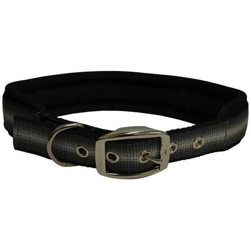 Zeez Memory Foam Padded Dog Collar Grey Ribbon - 6 Sizes