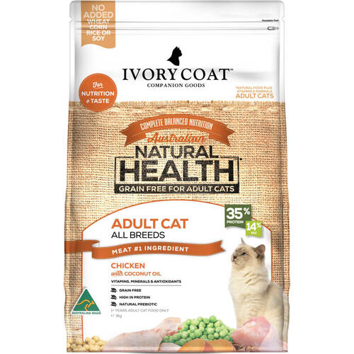 Ivory Coat Adult All Breeds Dry Cat Food Chicken & Coconut Oil - 2 Sizes