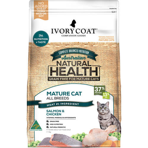 Ivory Coat Mature All Breeds Dry Cat Food Salmon & Chicken - 2 Sizes