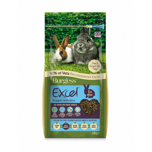 Burgess Excel  Junior & Dwarf Rabbits Nuggets w/ Mint - 2 Sizes