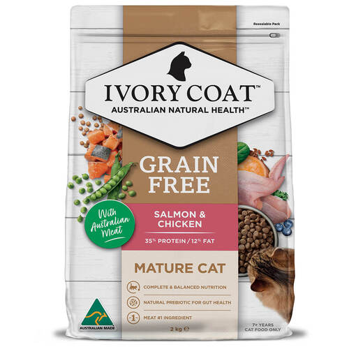 Ivory Coat Mature Grain Free Dry Cat Food Salmon & Chicken - 2 Sizes