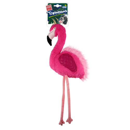 Gigwi Tropicana Flamingo Interactive Sturdy Plush Pet Dog Toy - 2 Colours