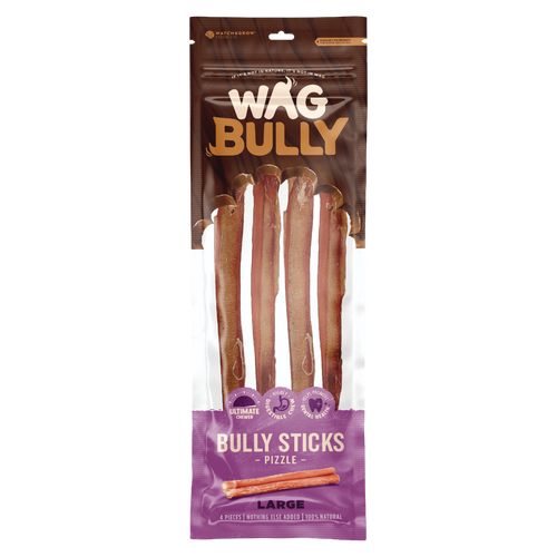 WAG Bully Stick Pizzle Dental Natural Pet Dog Chew Treat Large 1 Pack