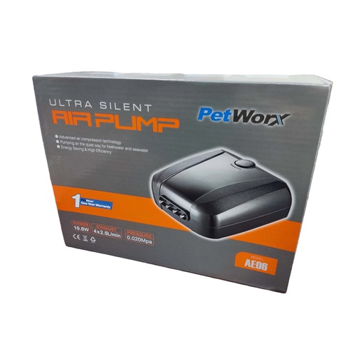PetWorx Ultra Silent 4 Outlet Air Pump Energy Saver 10W 4 x 2.5 L/min