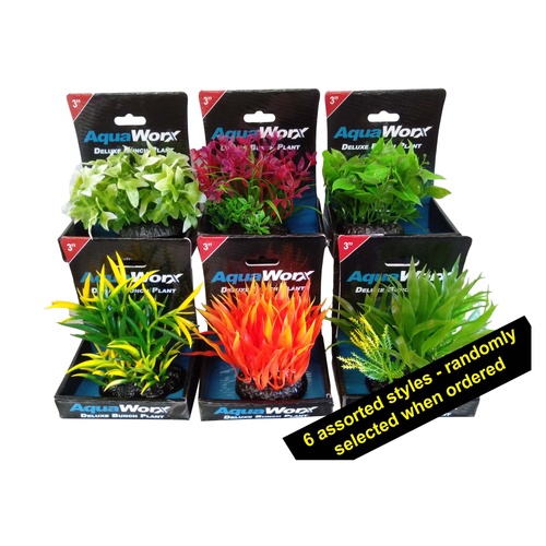 PetWorx Deluxe Bunch Aquarium Artificial Plastic Plant Assorted Styles 3 Inch