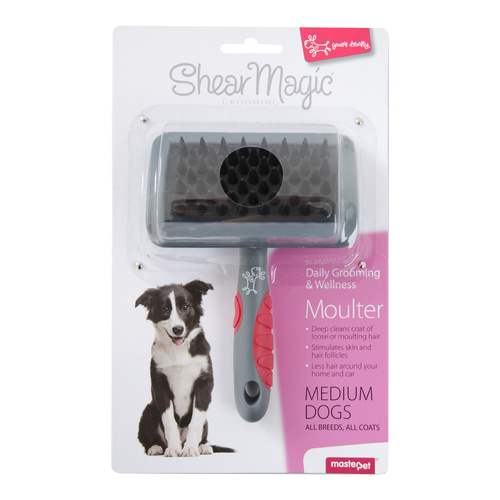 Shear Magic Moulter Grooming Brush for Medium Dogs of All Breeds & Coats