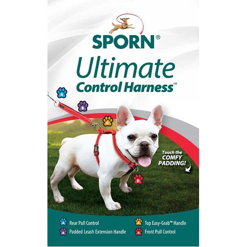 Sporn Ultimate Front Rear Pull Control Dog Harness Black 3 Sizes