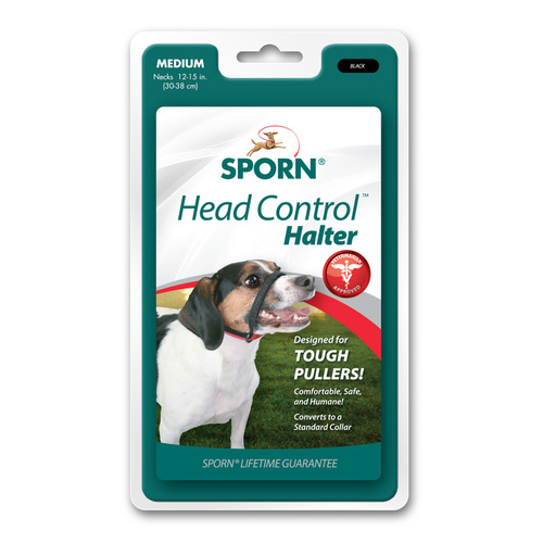 Sporn Head Control No Muzzle Dog Halter Black Medium