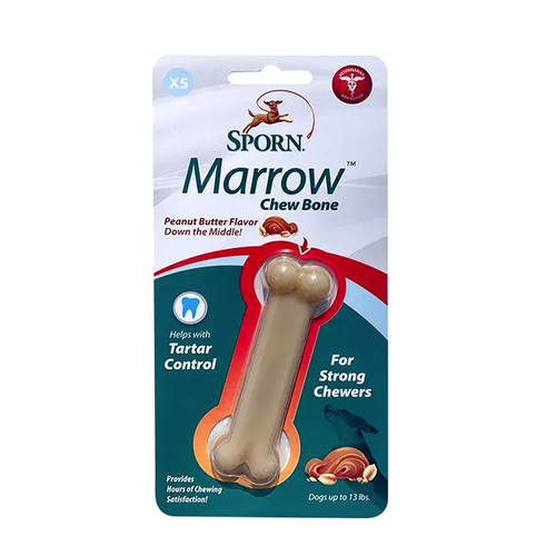 Sporn Marrow Chew Bone Dental Dog Toy Peanut Butter Flavour XS