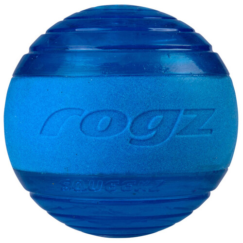 Rogz Squeekz Ball Interactive Play Dog Squeaker Toy Blue
