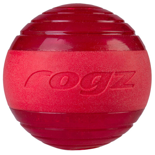 Rogz Squeekz Ball Interactive Play Dog Squeaker Toy Red