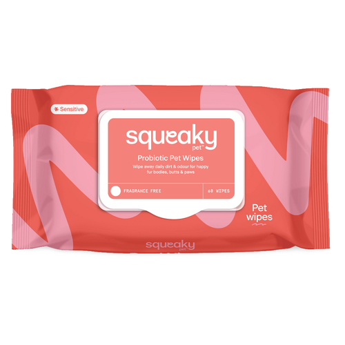 Squeaky Pet Probiotic Pet Wipes Sensitive Fragrance Free 60 Pack