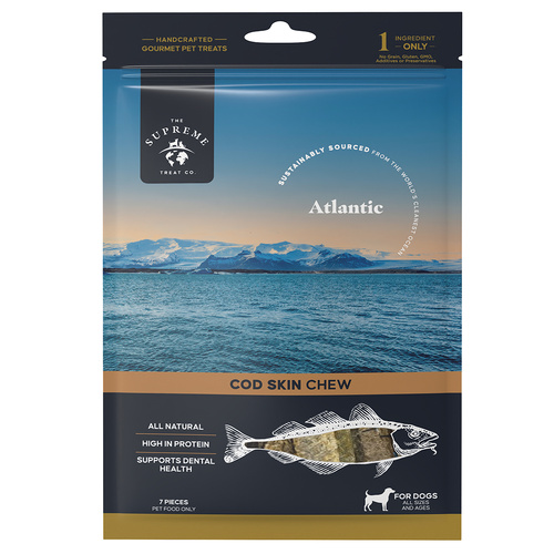 The Supreme Treat Co Cod Skin Chew Natural Dog Treats Value Bag 7 Pieces