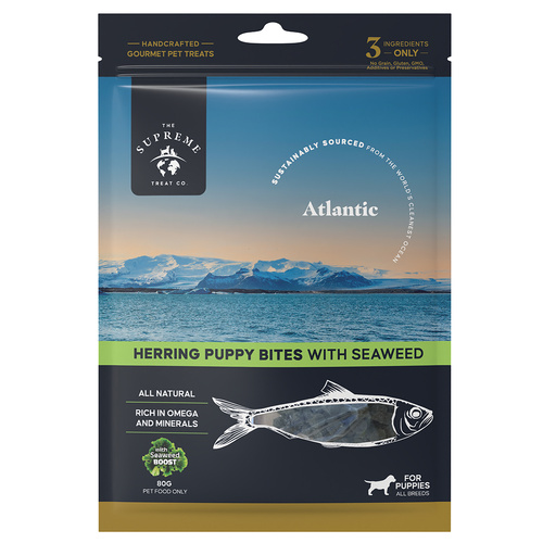 The Supreme Treat Co Herring Puppy Bites with Seaweed Natural Dog Treats 80g