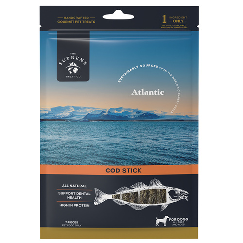 The Supreme Treat Co Cod Sticks Natural Dog Chew Treats 7 Pieces