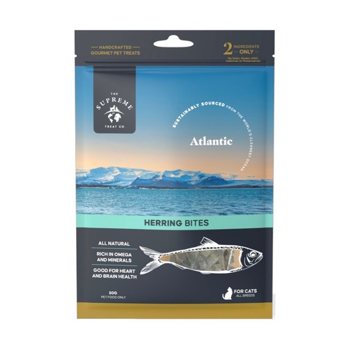 The Supreme Treat Co All Breeds Herring Bites Natural Cat Treats 50g