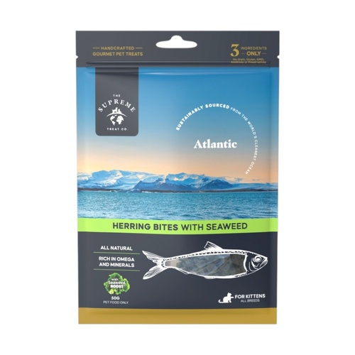The Supreme Treat Co All Breeds Herring Bites with Seaweed Kitten Treats 50g