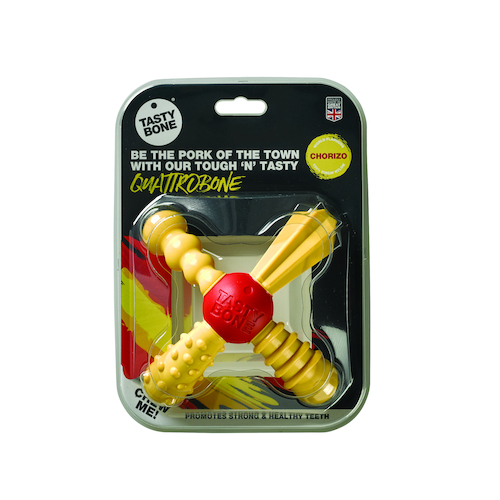 Tasty Bone Nylon Quattro Bone Chorizo Dog Chew Toy Small