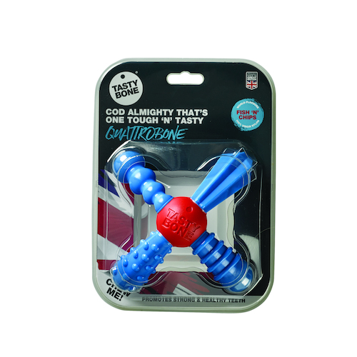 Tasty Bone Nylon Quattro Bone Fish N Chips Dog Chew Toy Small