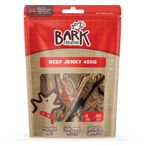Bark & Beyond Beef Jerky Dog Chew Treat Preservative Free 450g