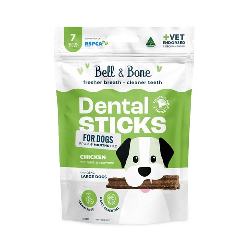 Bell & Bone Dental Sticks for Large Dogs Chicken with Mint & Seaweed 7 Pack