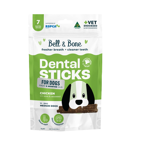 Bell & Bone Dental Sticks for Medium Dogs Chicken with Mint & Seaweed 7 Pack