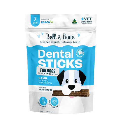 Bell & Bone Dental Sticks for Large Dogs Lamb with Mint & Manuka Honey 7 Pack