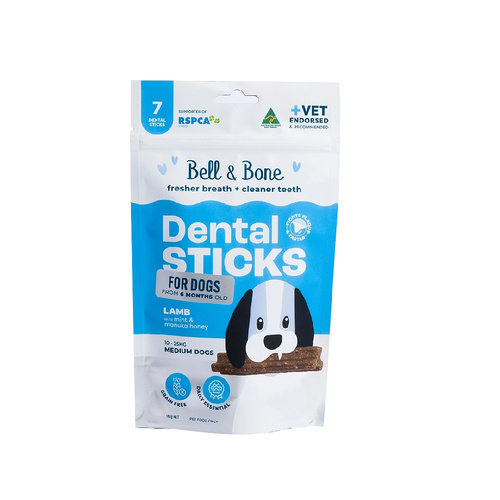 Bell & Bone Dental Sticks for Medium Dogs Lamb with Mint & Manuka Honey 7 Pack