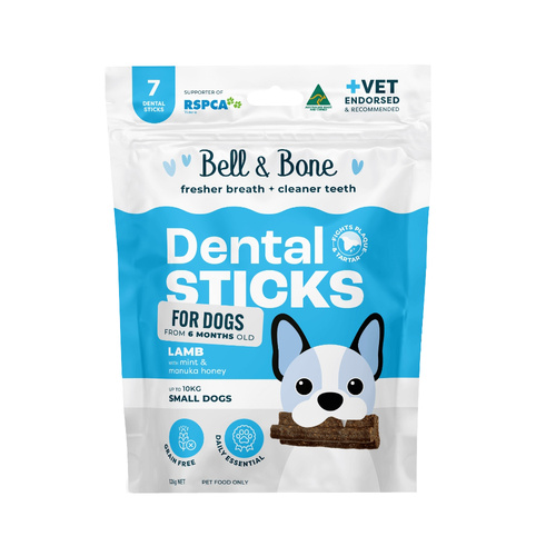 Bell & Bone Dental Sticks for Small Dogs Lamb with Mint & Manuka Honey 7 Pack