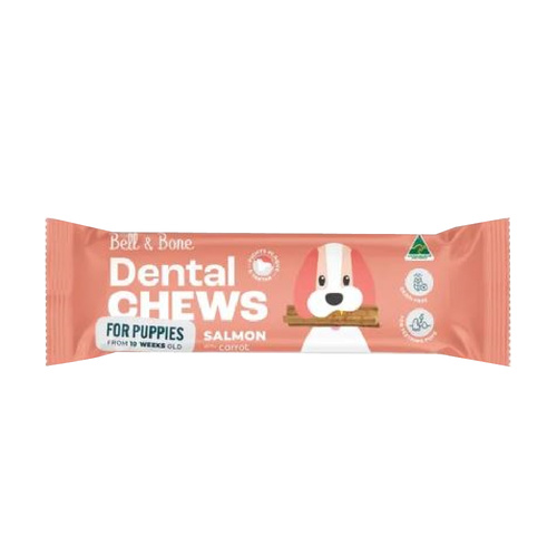 Bell & Bone Dental Chews Dog Treats for Puppies Salmon with Carrot 44 Pack