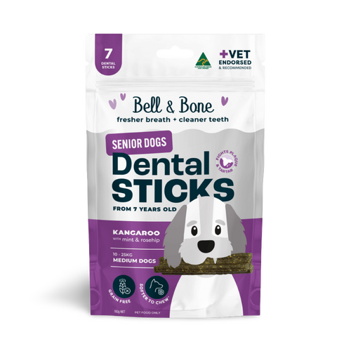 Bell & Bone Senior Dental Sticks for Medium Dogs Kangaroo w/ Mint & Rosehip 182g