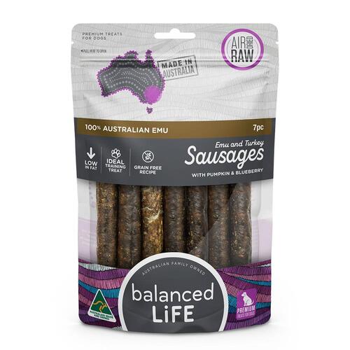 Balanced Life Gourmet Sausage Emu & Turkey w/ Pumpkin Dog Training Treat 7pk