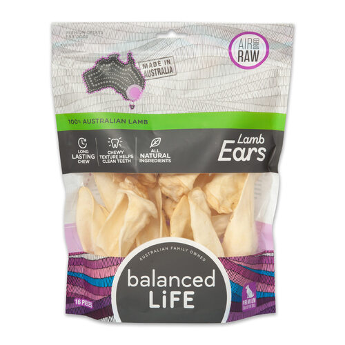 Balanced Life Air Dried Raw Lamb Ears Dog Chew Treat 16 Pack