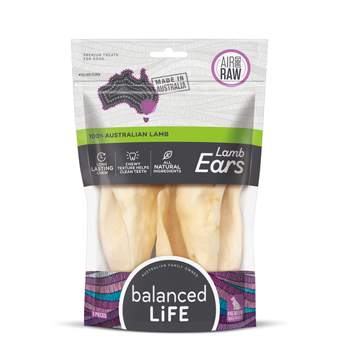 Balanced Life Air Dried Raw Lamb Ears Dog Chew Treat 3 Pack