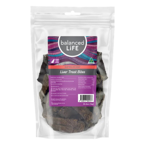 Balanced Life Australian Beef Liver Treat Bites Dog Treats 1kg